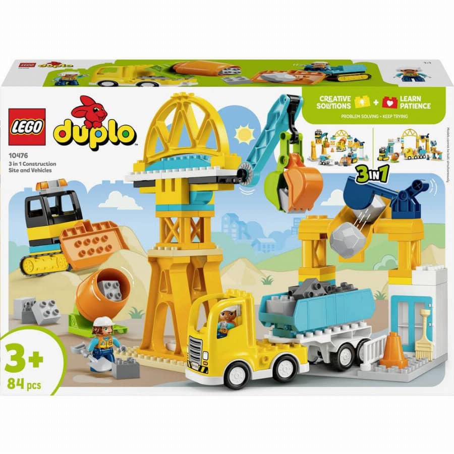 LEGO® DUPLO® 10476 Bouwplaats met bouwvoertuigen – 3-in-1-set (10476)