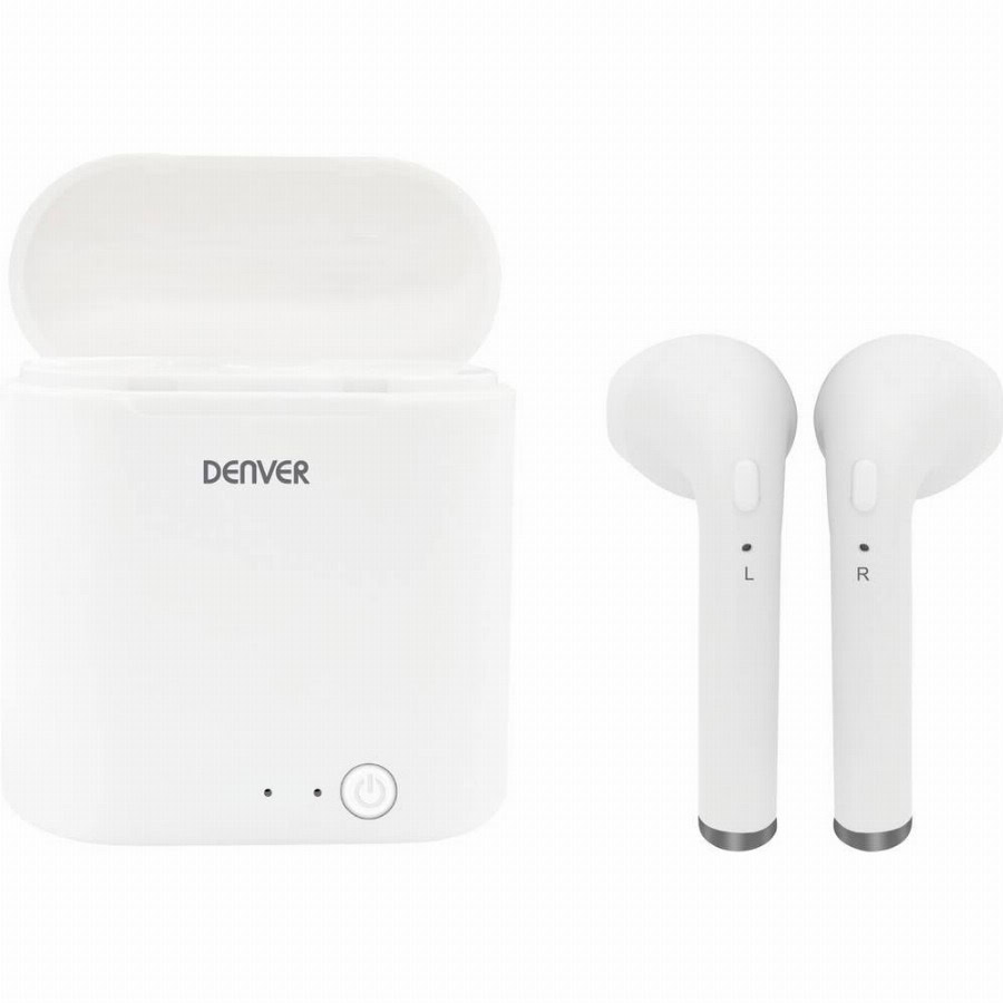 Denver TWQ-40 In Ear oordopjes Bluetooth Wit Oplaadbox Mobiele telefoon