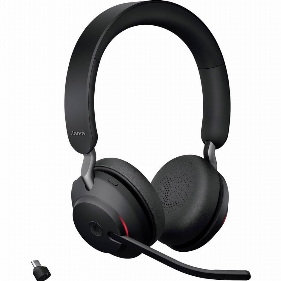 Jabra Evolve2 65 MS On Ear headset Bluetooth Stereo Zwart Volumeregeling, Indicator voor batterijstatus, Microfoon uitschakelbaar (mute) Telefoon