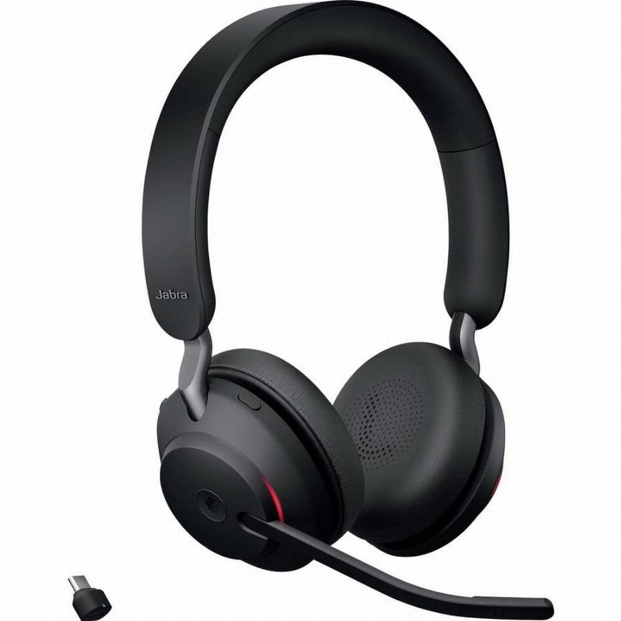 Jabra Evolve2 65 MS On Ear headset Bluetooth Stereo Zwart Volumeregeling, Indicator voor batterijstatus, Microfoon uitschakelbaar (mute) Telefoon