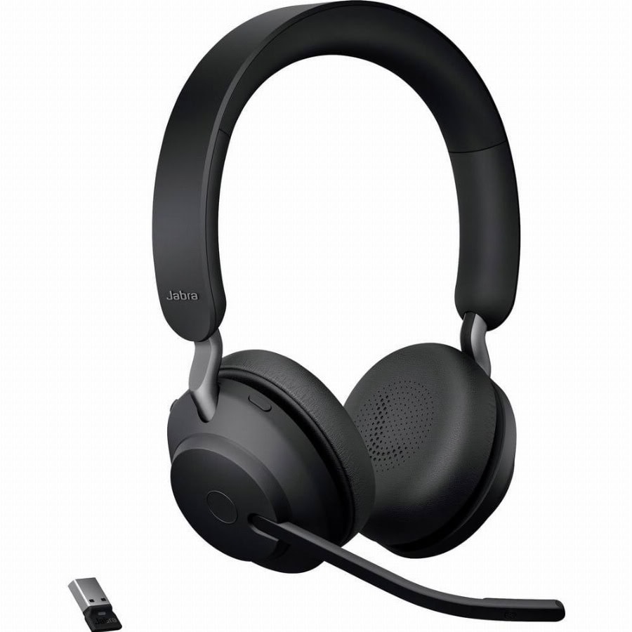 Jabra Evolve2 65 UC On Ear headset Bluetooth Stereo Zwart Noise Cancelling Volumeregeling, Indicator voor batterijstatus, Microfoon uitschakelbaar (mute)