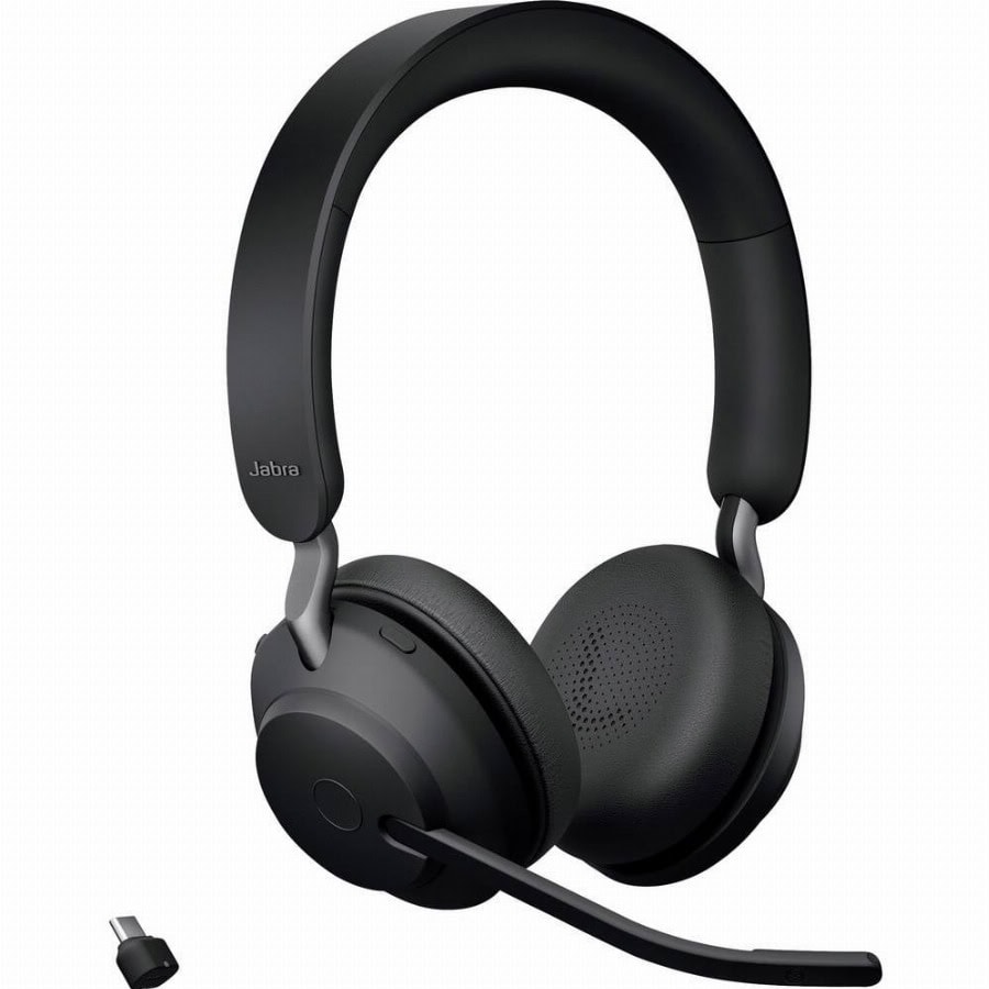 Jabra Evolve2 65 UC On Ear headset Bluetooth Stereo Zwart Volumeregeling, Indicator voor batterijstatus, Microfoon uitschakelbaar (mute) Telefoon