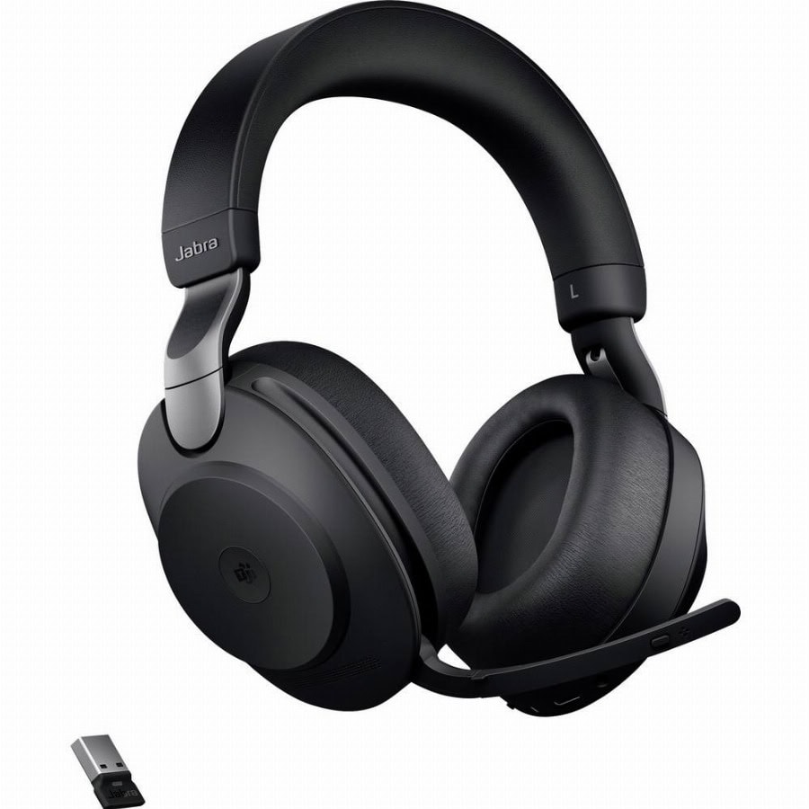 Jabra Evolve2 85 MS Telefoon Over Ear headset Bluetooth, Kabel Stereo Zwart Ruisonderdrukking (microfoon) Volumeregeling, Indicator voor batterijstatus,
