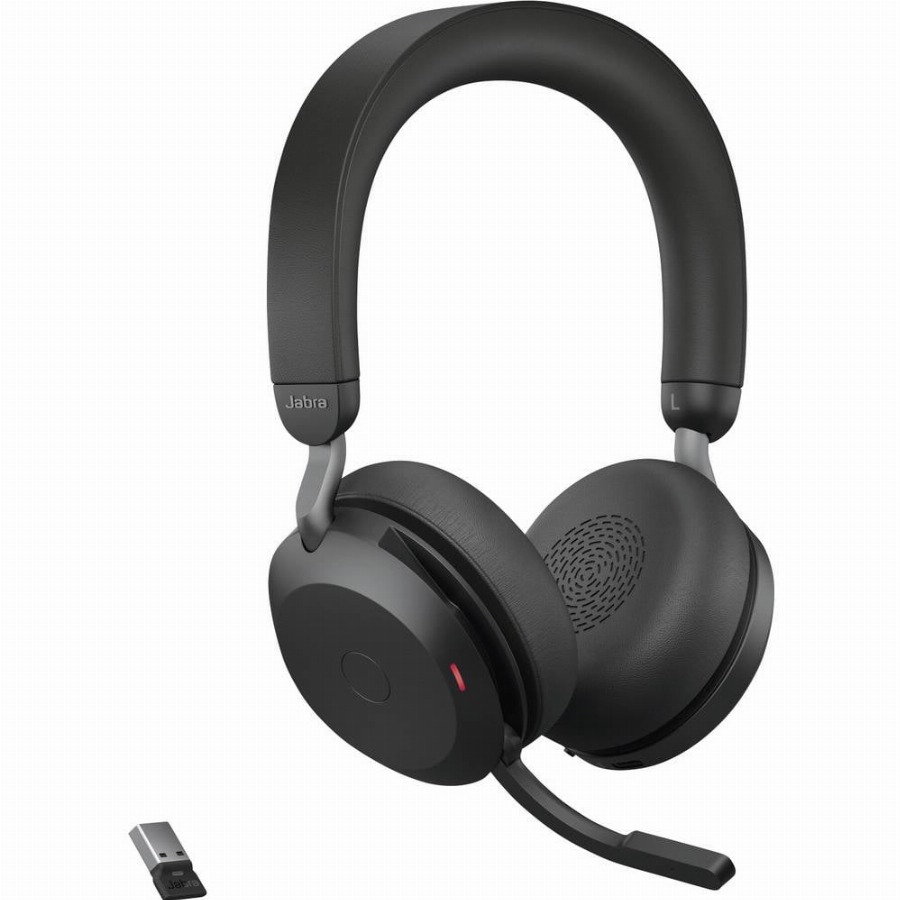 Jabra Evolve2 75 Telefoon On Ear headset Bluetooth, Kabel Stereo Zwart Ruisonderdrukking (microfoon) Volumeregeling, Microfoon uitschakelbaar (mute), Indicator
