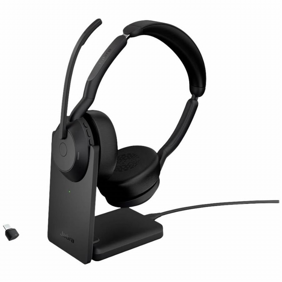 Jabra Evolve2 55 UC Stereo On Ear headset Bluetooth Stereo Zwart Noise Cancelling Microfoon uitschakelbaar (mute), Volumeregeling Computer