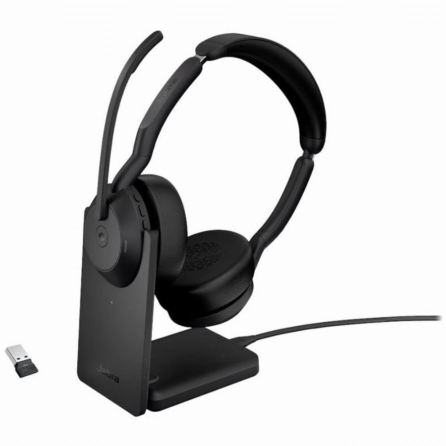 Jabra Evolve2 55 MS Stereo On Ear koptelefoon Bluetooth Stereo Zwart Ruisonderdrukking (microfoon), Noise Cancelling Headset, Microfoon uitschakelbaar (mute),