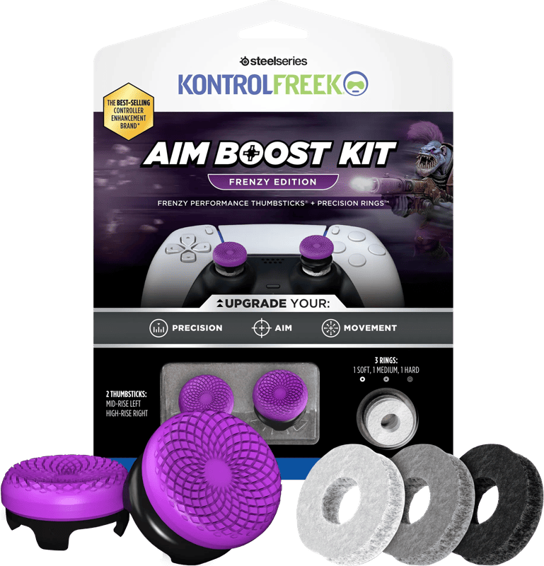 KontrolFreek Frenzy AimBoost Thumbsticks + Precision Rings Paars/Zwart PS5/PS4