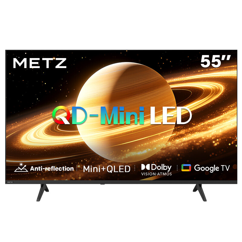 METZ 55 inch (140 cm) QD-MiniLED 2026 55MNH7000Z, mat scherm ultra, 60 Hz, Dolby Vision en Atmos, HDMI 2,1, Google TV