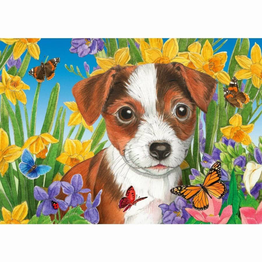 enjoy Puzzel hondenpuppies in de tuin 1000 delen 1