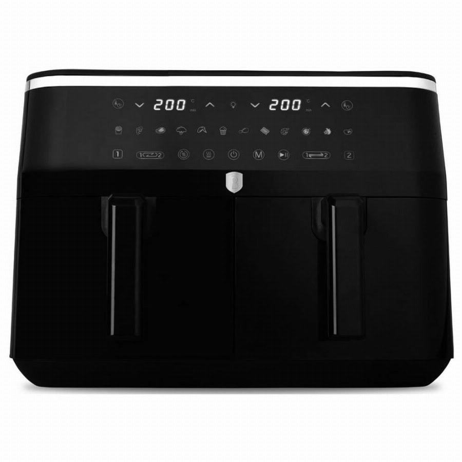 BerlingerHaus BH9883 Airfryer 9 l 3100 W Anti-aanbaklaag, Heteluchtfunctie, Kijkvenster, Timerfunctie, Digitale timer, 2 gescheiden temperatuurregelaars Zwart,