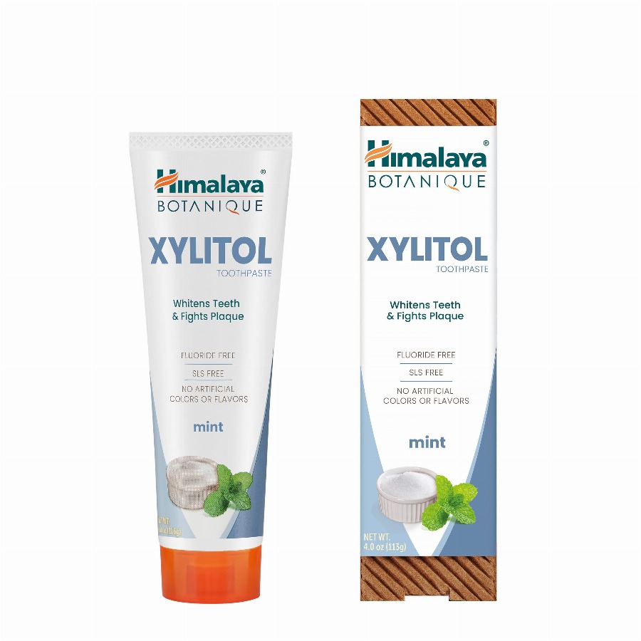 Himalaya Botanique Xylitol Tandpasta, fluoridevrije muntformule helpt tandplak te verminderen, vegan 113