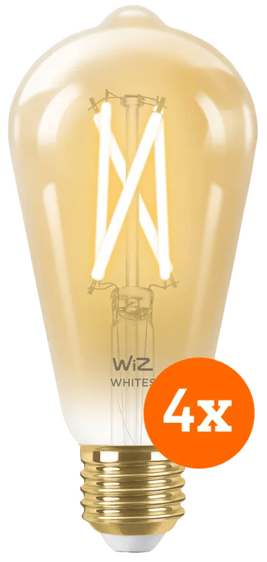 WiZ Smart Filament lamp Edison 4-pack – Warm tot Koelwit Licht – E27