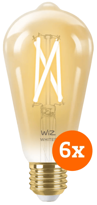 WiZ Smart Filament lamp Edison 6-pack – Warm tot Koelwit Licht – E27