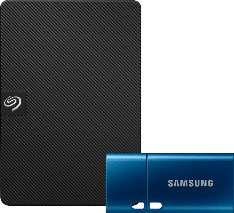 Seagate Expansion Portable 1TB + Samsung USB-C Flash Drive 64GB