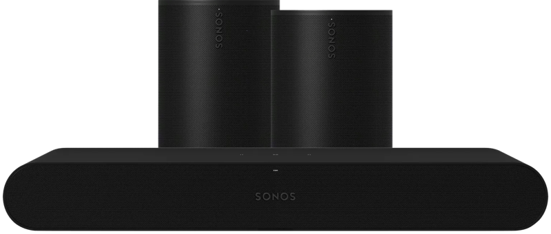 Sonos Ray Zwart + 2x Era 100 Zwart