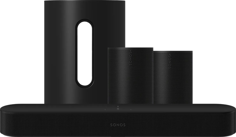 Sonos Beam Gen 2 Zwart + 2x Era 100 Zwart + Sub Mini Zwart