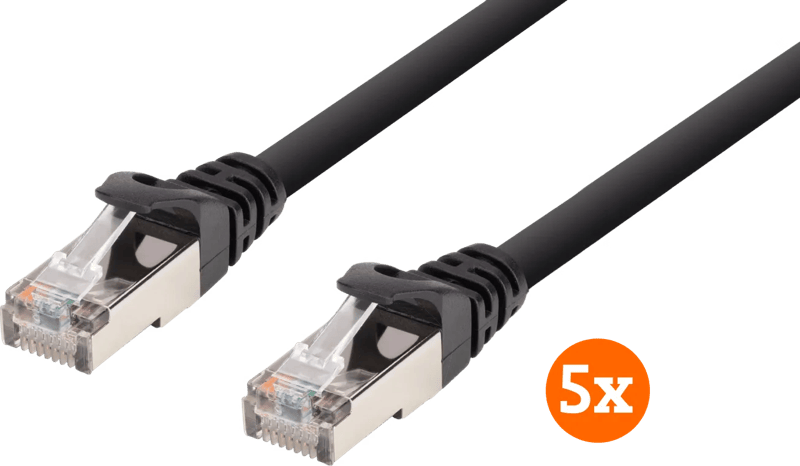 BlueBuilt Netwerkkabel FTP CAT6 1 meter Zwart 5-Pack