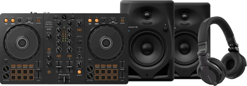 Pioneer DJ DDJ-FLX4 + Pioneer DJ HDJ-CUE1 + Pioneer DJ DM-50D-BT Zwart