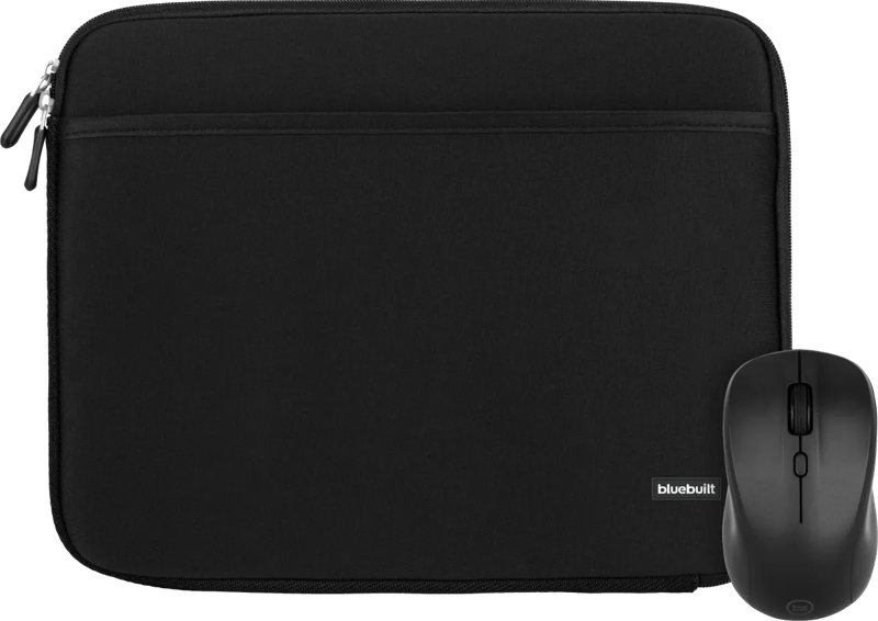 BlueBuilt Laptophoes breedte 33 cm 14 inch S Zwart + Nexum Draadloze muis