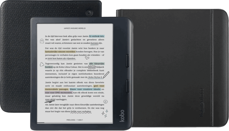 Kobo Libra Colour Zwart + Notebook Sleep Cover Zwart