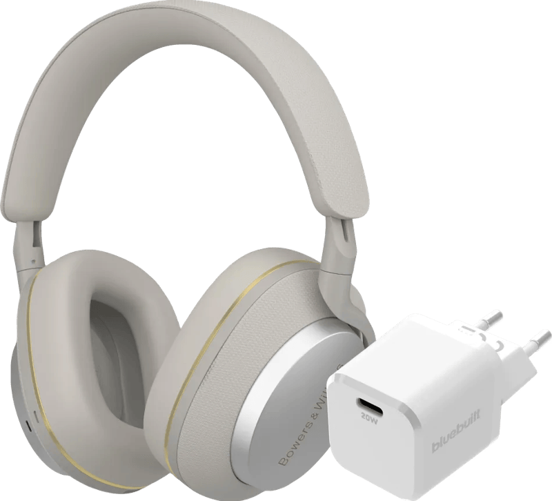 Bowers & Wilkins Px7 S2e Grijs + BlueBuilt Power Delivery Oplader met Usb C Poort 20W Wit