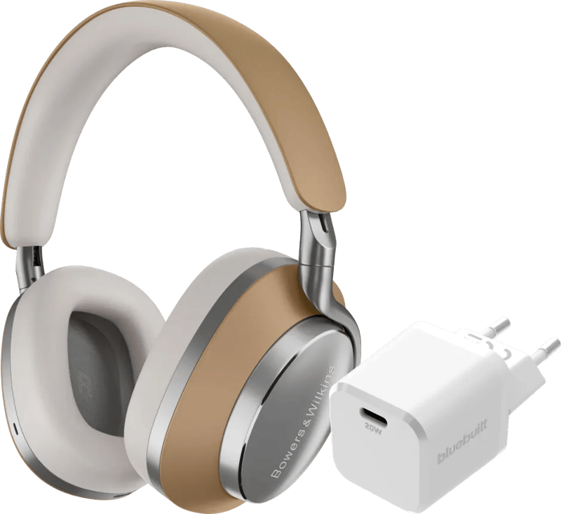 Bowers & Wilkins Px8 Bruin + BlueBuilt Power Delivery Oplader met Usb C Poort 20W Wit