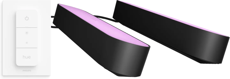 Philips Hue Play Lichtbalk White and Color Zwart 2-pack + Philips Hue draadloze Dimmer