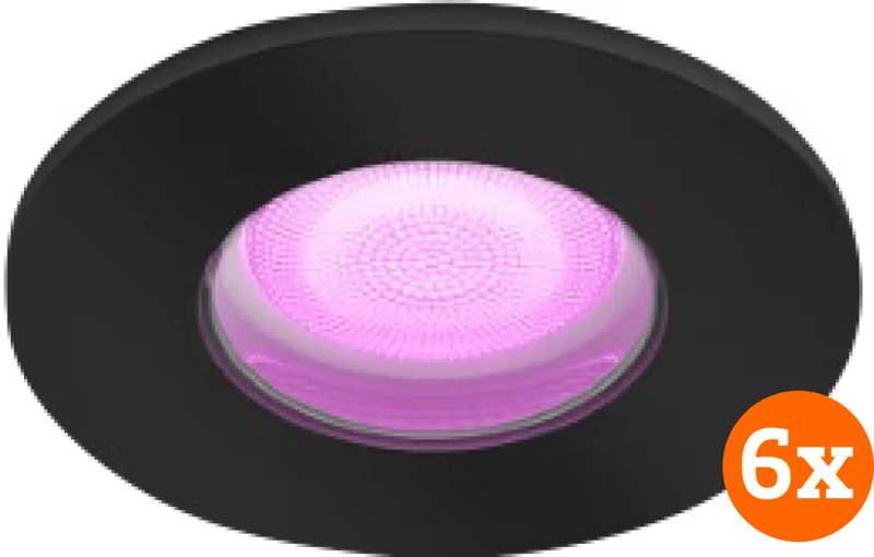 Philips Hue Xamento badkamer inbouwspot White and Color – Zwart – Rond 6-pack