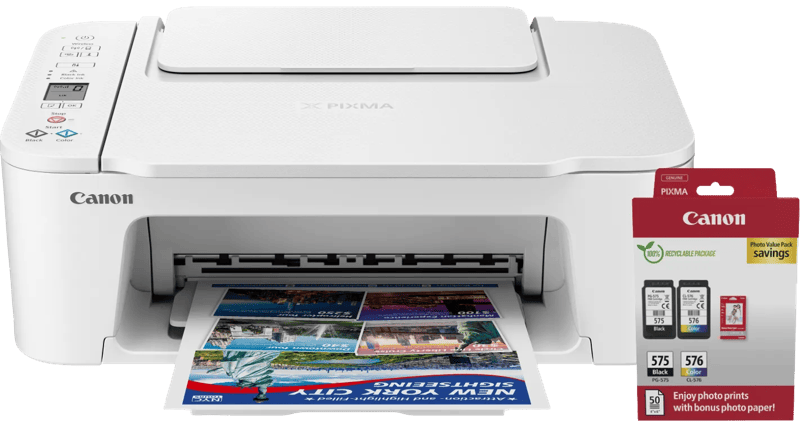 Canon PIXMA TS3751i + 1 set extra cartridges + fotopapier