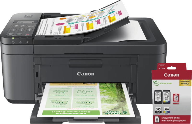 Canon PIXMA TR4755i + 1 set extra cartridges + fotopapier