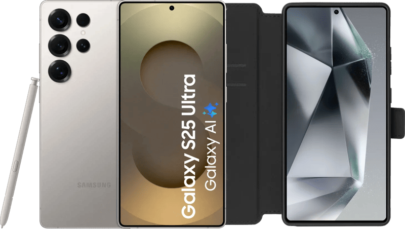 Samsung Galaxy S25 Ultra 256GB Grijs 5G + BlueBuilt Book Case Zwart