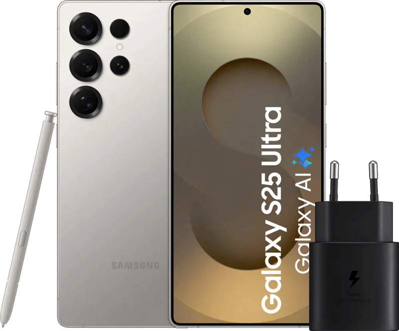 Samsung Galaxy S25 Ultra 256GB Grijs 5G + Samsung Oplader 25 Watt Zwart