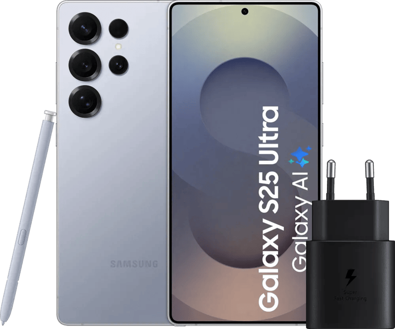 Samsung Galaxy S25 Ultra 512GB Zilver 5G + Samsung Oplader 25 Watt Zwart