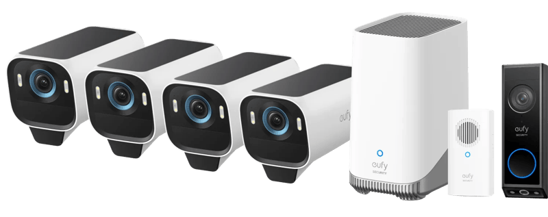 Anker eufyCam S3 Pro 4-Pack + Video Doorbell E340 + Chime