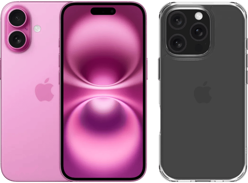 Apple iPhone 16 128GB Roze + BlueBuilt Protective Back Cover Transparant