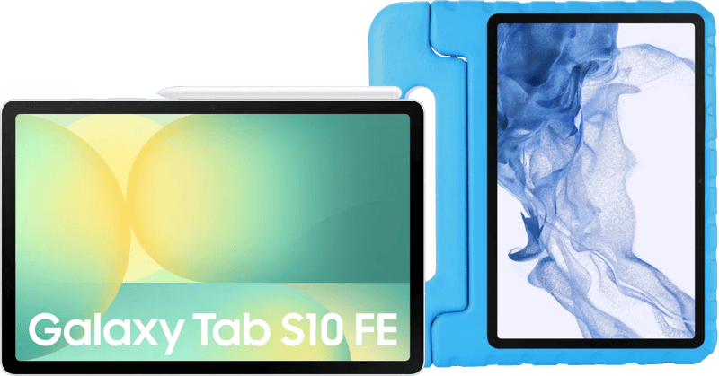 Samsung Galaxy Tab S10 FE 10,9 inch 128GB Wifi Zilver + Just in Case Kids Cover Blauw