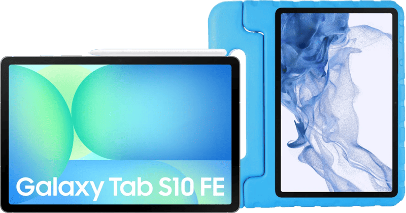 Samsung Galaxy Tab S10 FE 10,9 inch 128GB Wifi en 5G Grijs EE + Kids Cover Blauw