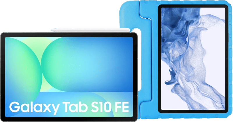 Samsung Galaxy Tab S10 FE 10,9 inch 128GB Wifi en 5G Grijs + Just in Case Kids Cover Blauw