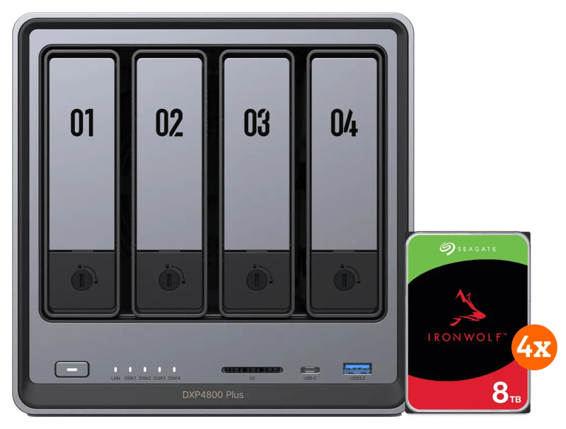 UGREEN NASync DXP4800 Plus + Seagate Ironwolf 8TB 4-Pack