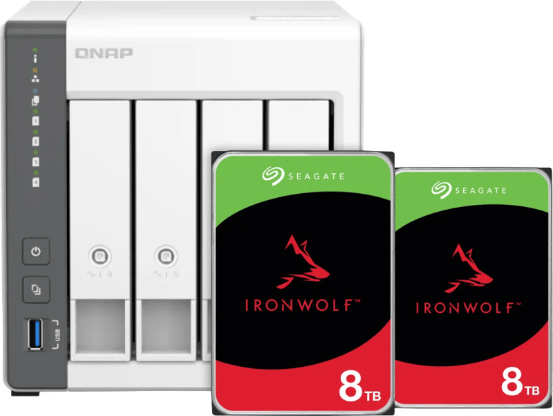 QNAP TS-433-4G + Seagate Ironwolf 16TB (2x8TB)