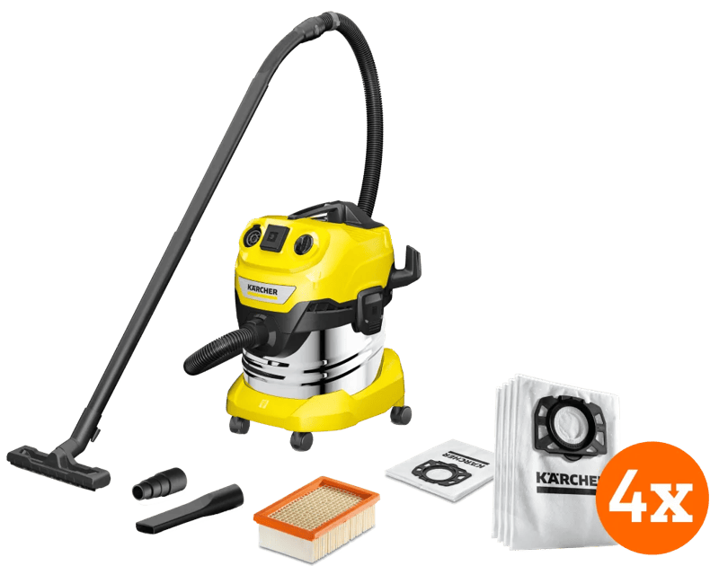 Karcher WD 4 P S V-20/5/22 (YSY) + Karcher Stofzuigerzak voor WD 4/5/6 (4x)