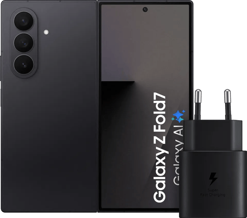 Samsung Galaxy Z Fold 7 512GB Zwart 5G + Samsung Oplader 25 Watt Zwart