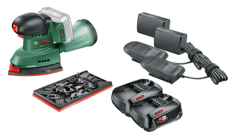 Bosch Universal Sander 18V-10 2,5 Ah Accu (2x) Starterspakket
