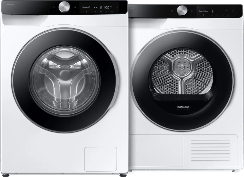 Samsung WW90DG6U85LK AI Wash + Samsung DV90DG6845LKU3 AI Dry