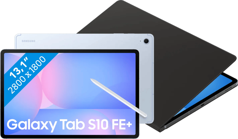 Samsung Galaxy Tab S10 FE Plus 13,1 inch 128GB Wifi Lichtblauw + BlueBuilt Book Case Zwart