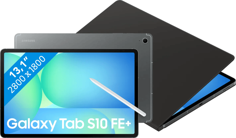 Samsung Galaxy Tab S10 FE Plus 13,1 inch 128GB Wifi Grijs + BlueBuilt Book Case Zwart