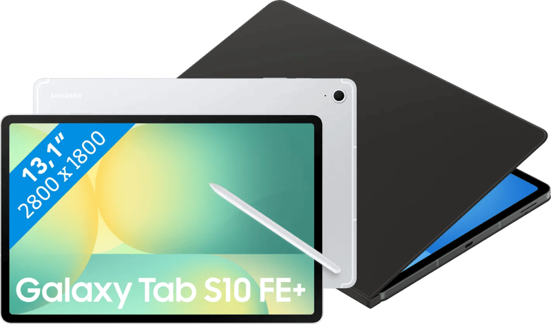 Samsung Galaxy Tab S10 FE Plus 13,1 inch 128GB Wifi Zilver + BlueBuilt Book Case Zwart