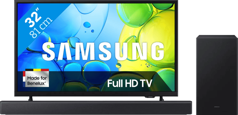 Samsung 32″ Full HD F6000F (2025) + Samsung HW-B450F Zwart