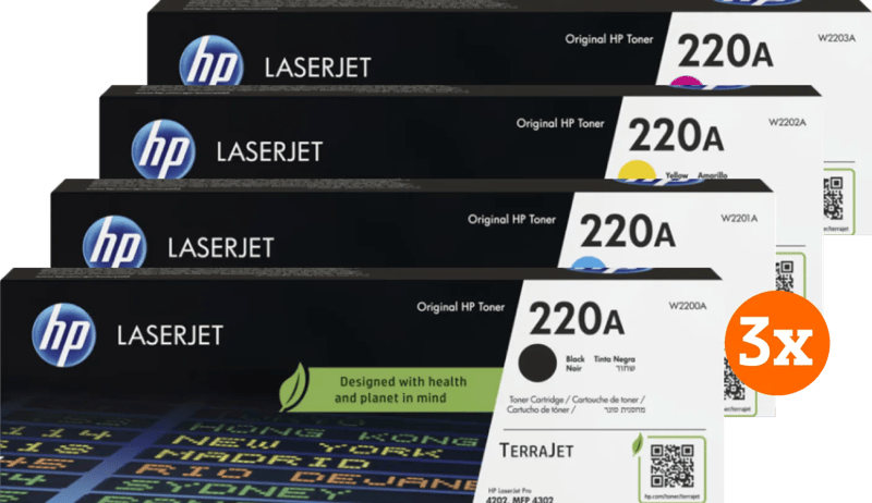 HP 220A LaserJet Toner Combo Pack (3 stuks)