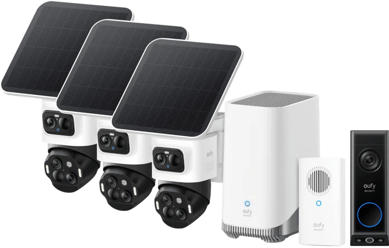 Anker eufyCam S4 3-Pack + HomeBase 3 + Video Doorbell E340 + Chime